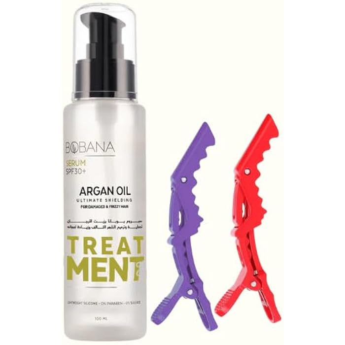 Bobana Hair Serum with Argan Oil SPF30 Protection, 100 ml, with 2 Hair Clips, Multicolor - Image 2